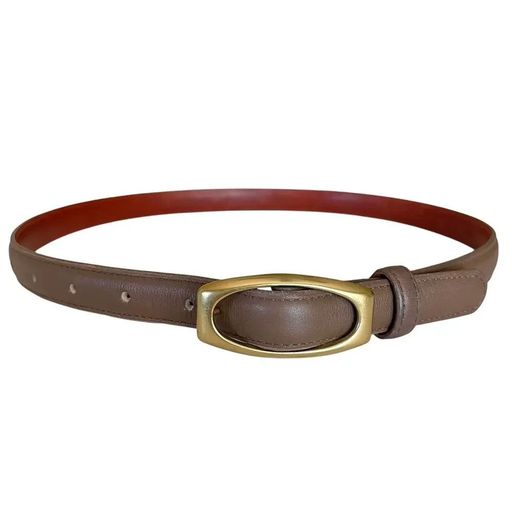 Vintage Coach #8501 Brass Oval Pin Buckle Taupe Leather 3/4